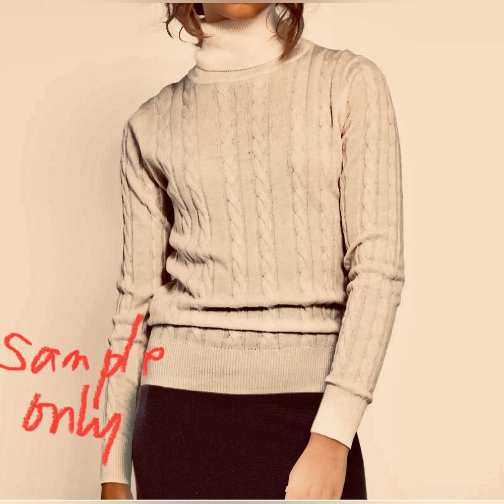 IZOD Women's Beige Preppy Cable Knit Turtleneck Sweater